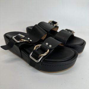 Dolce Vita Womens Cici Platform Wedge Sandals Black Open Toe Mid Heel 8.5 New